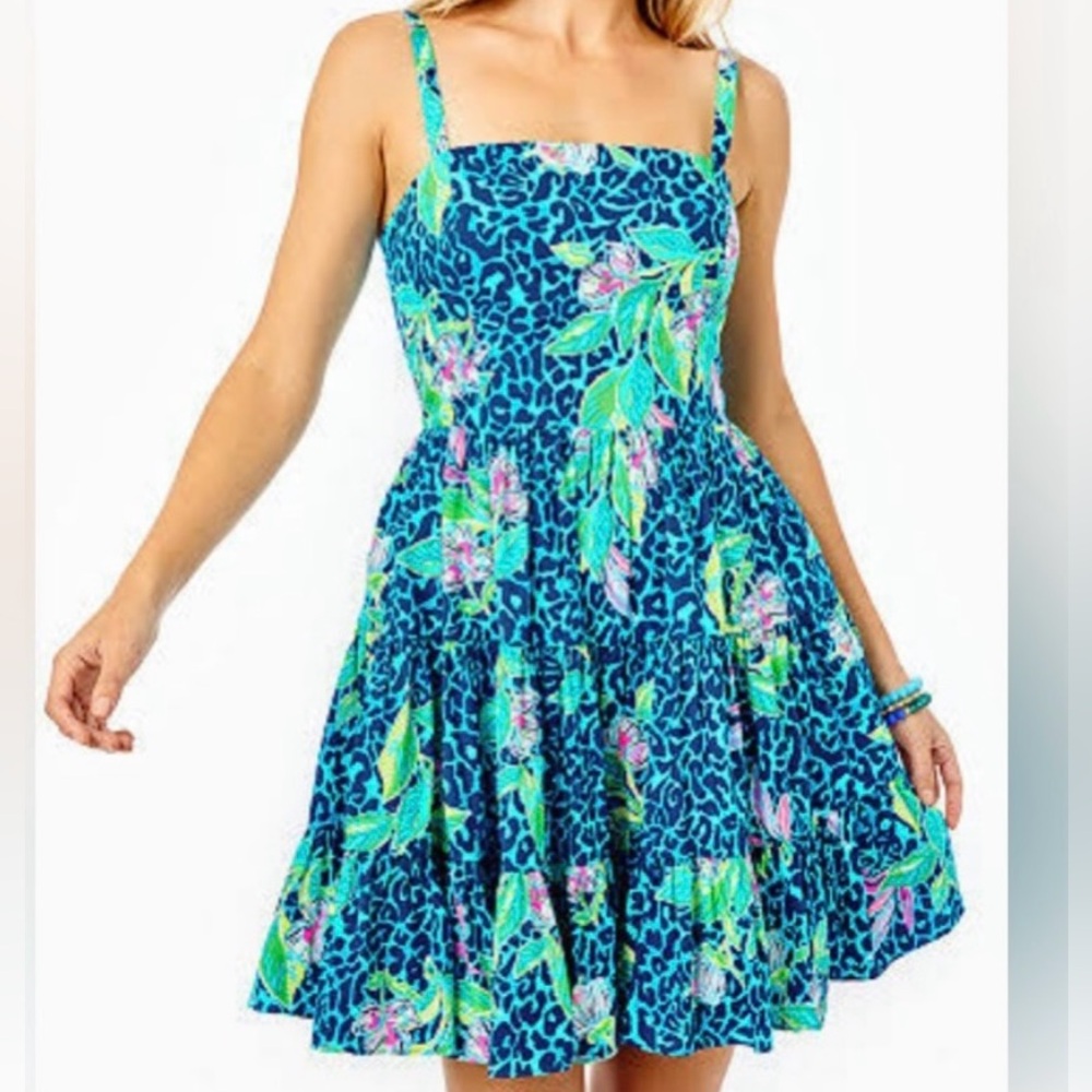 Floral Blue Sleeveless Dress